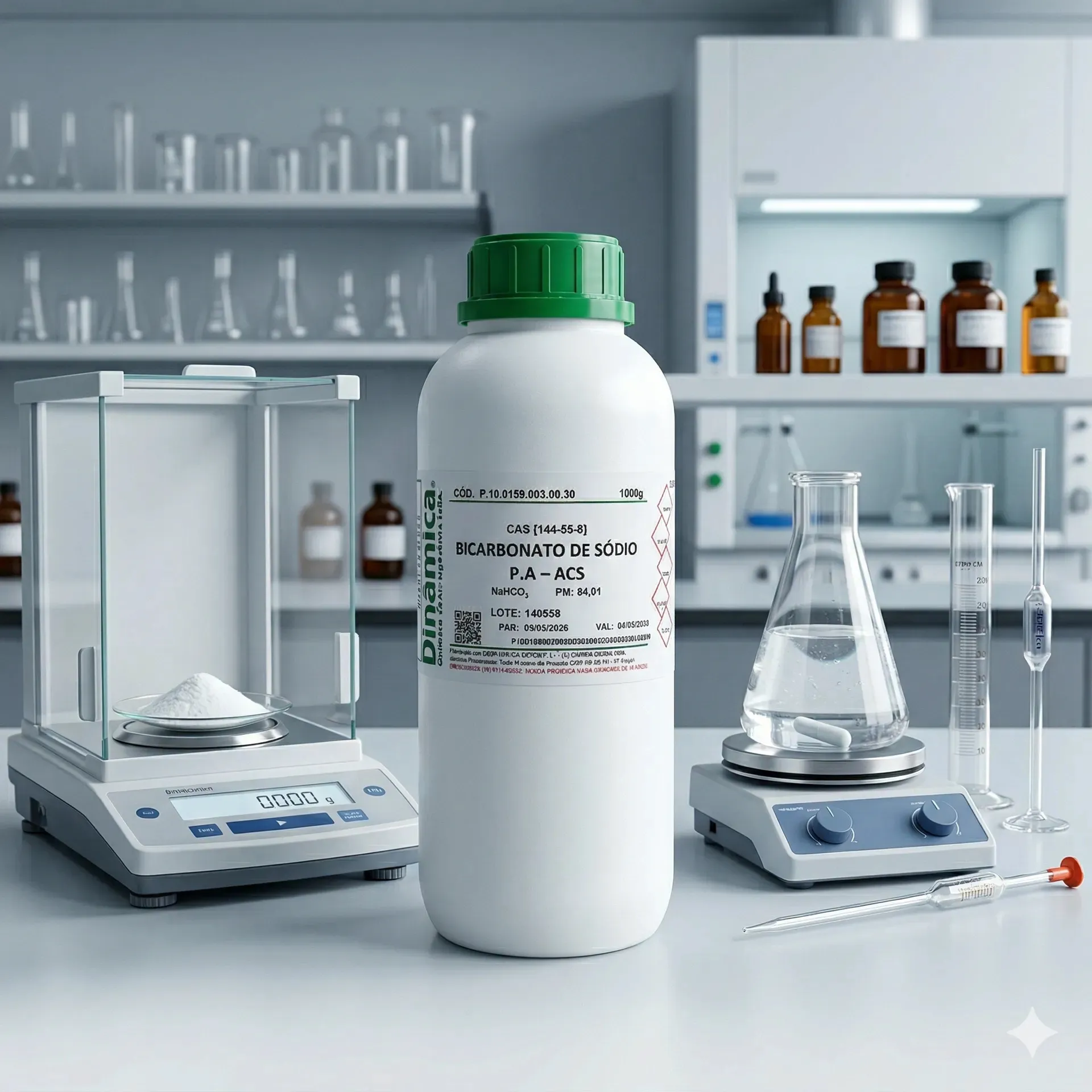 Bicarbonato de Sódio P.A. - ACS 1000g Dinâmica Química