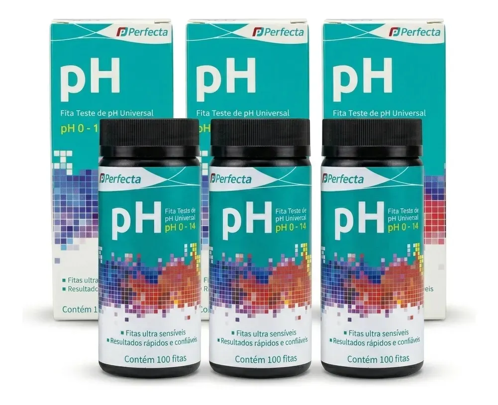 Fita Teste Universal Papel pH 0-14 Perfecta Kit 300 Tiras
