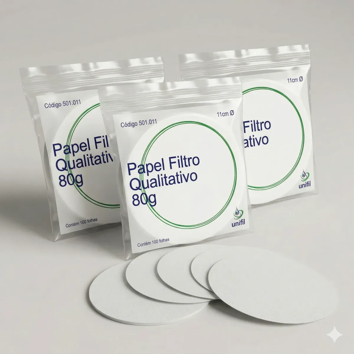 Kit 3 Papel Filtro Qualitativo 80g 11cm Unifil 501011 (300 folhas)
